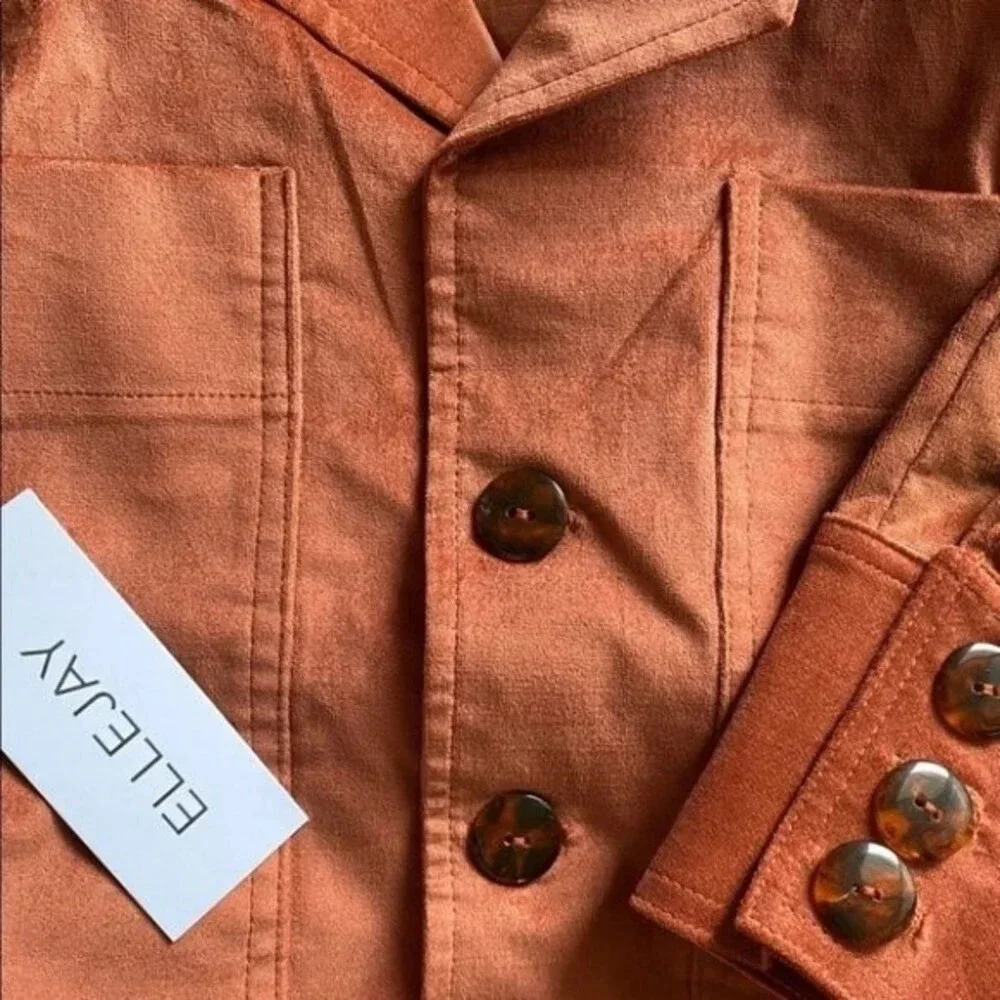 NWT REVOLVE ELLEJAY ELLIE VELVET JACKET in RUST size XS - Picture 8 of 8